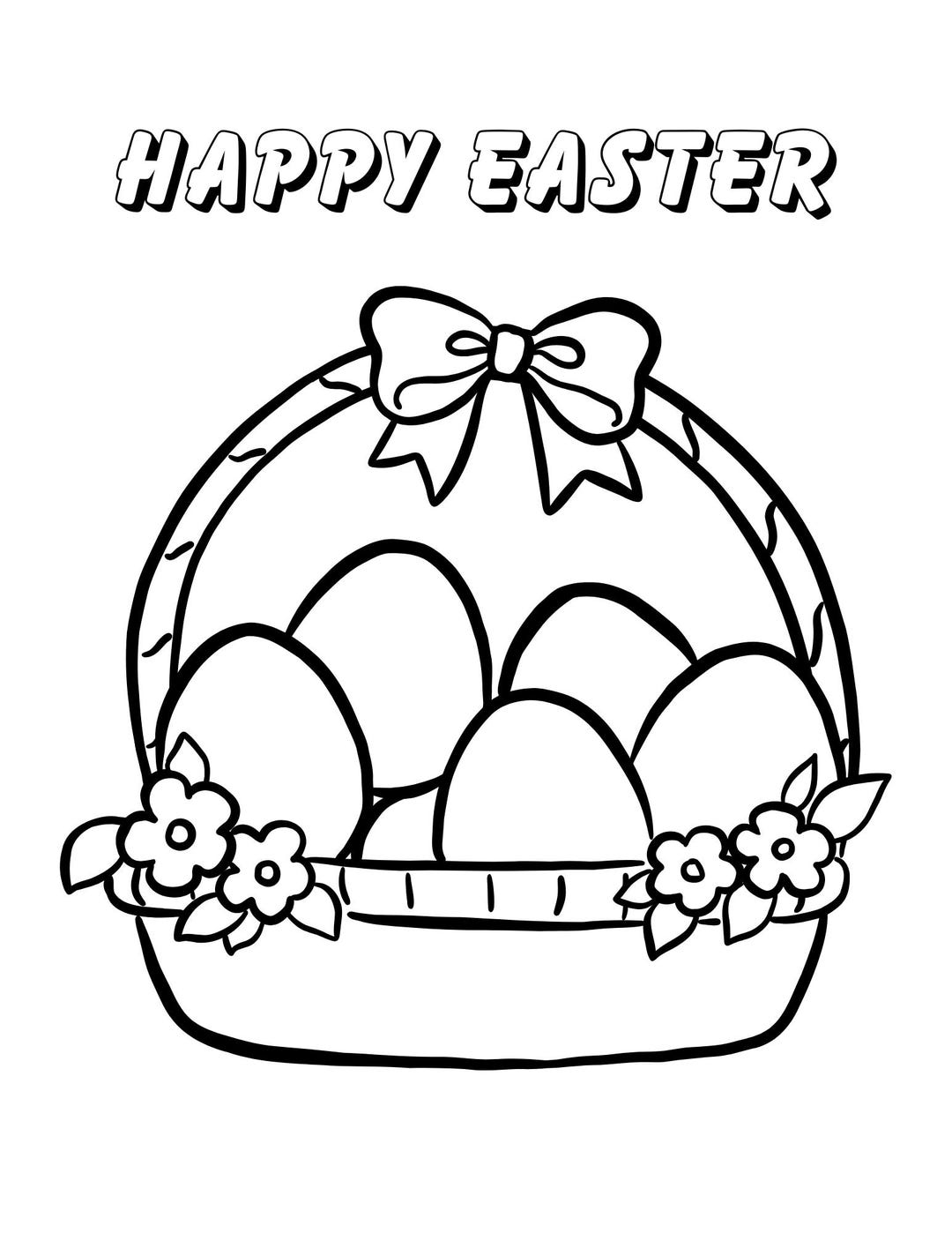 Happy Easter Coloring Page for Kids - Printable - Etsy UK