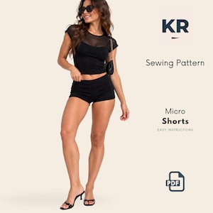 Mönster för shorts med låg midja i PDF-format, mönster för loungeshorts, mönster för minishorts, mönster för åtsittande shorts för kvinnor, nybörjarsömnad