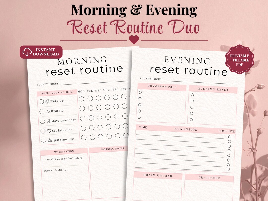 Morning & Evening Reset Routine Bundle | ADHD Planner Printable | Habit ...