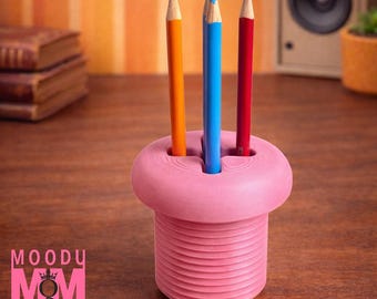 3D-geprinte pot met schroefkop (afgeronde editie) | Digitaal .STL-bestand voor 3D-printen: afdrukbare modellen