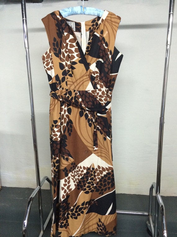 Malia maxi dress 1960's brown print size L-XL