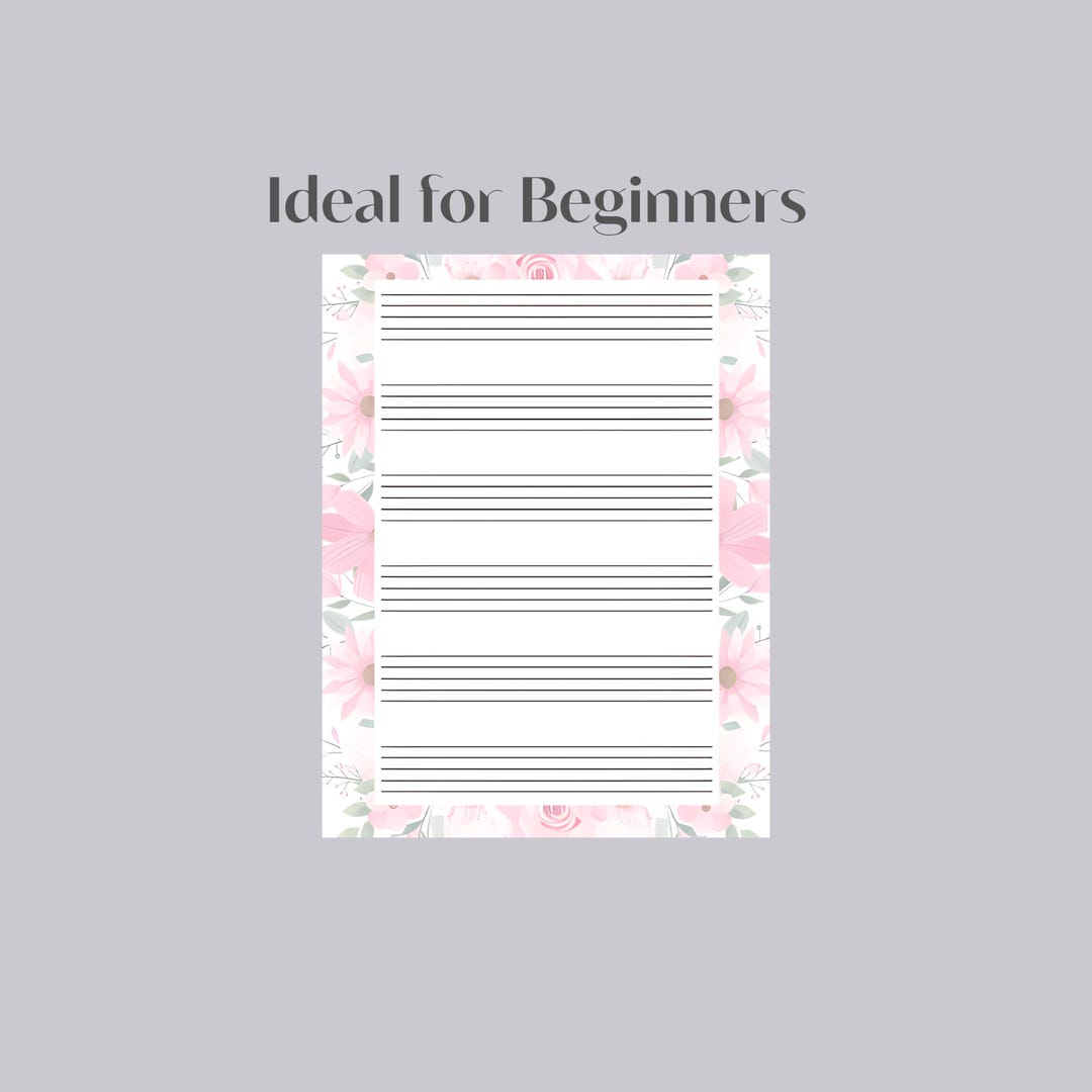 Printable Staff Paper Blank Music Sheet for Piano Beginners Manuscript ...