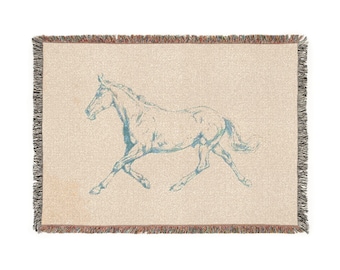 Running Horse Woven Blanket | Horse Silhouette Tapestry Throw
