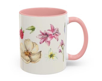 Watercolor Wildflowers Accent Coffee Mug | Floral Botanical Pattern