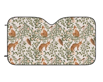 Fox and Foliage Car Sun Shade | Autumn Leaves Pattern