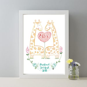Personalised Christening Name and Date Gift Print, New Baby Gift, Personalised New Baby Christening Gift