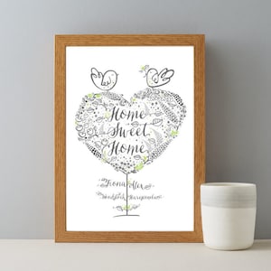 Personalised New Home Print, Couples Names & Address Home Sweet Home Gift Print, Housewarming Gift Print