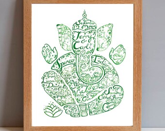 Personalized Ganesha Wedding Print, Custom Mr and Mrs Gift
