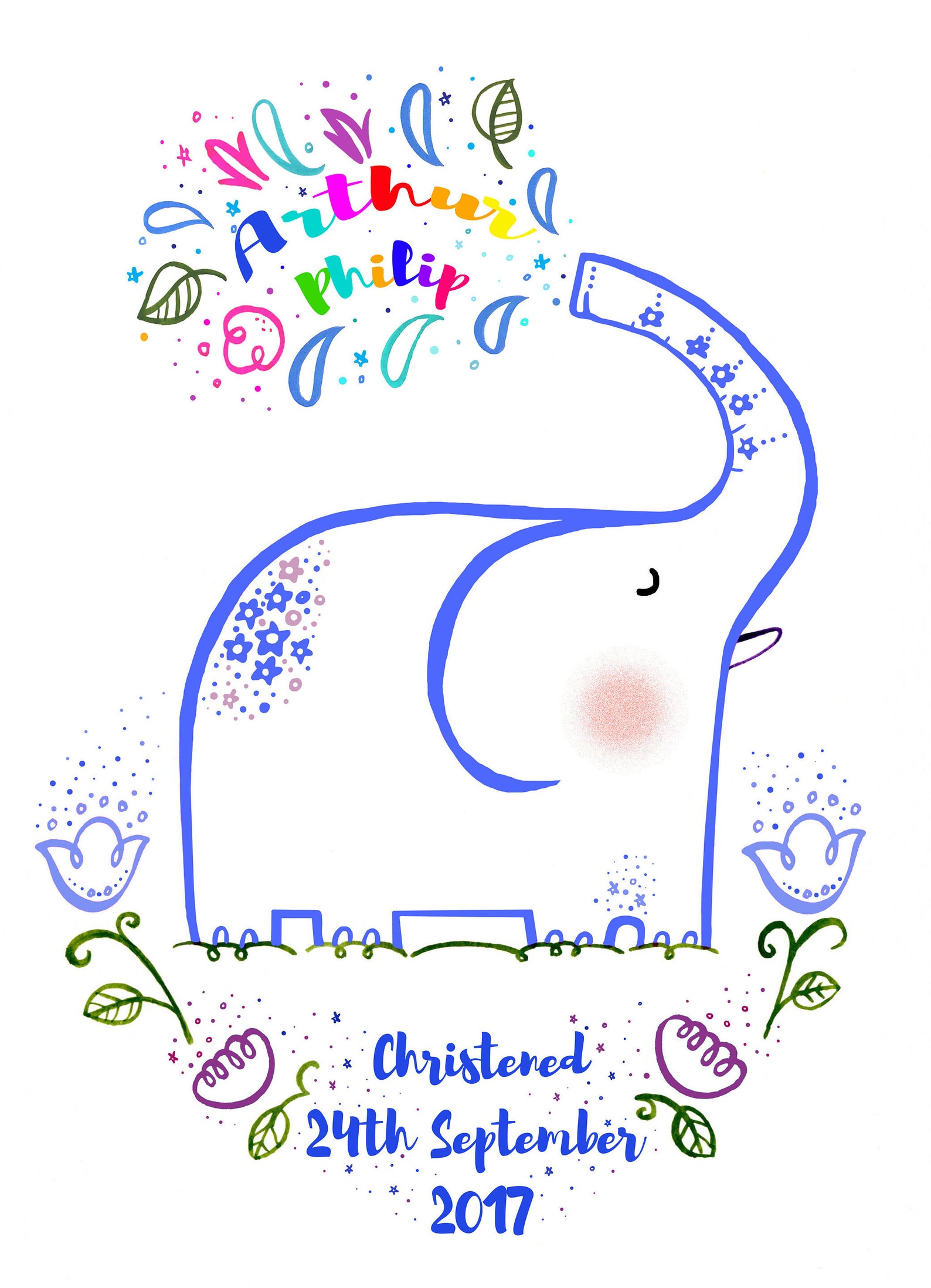 Personalised Christening Elephant Gift, Baptism Gift, New Baby Gift