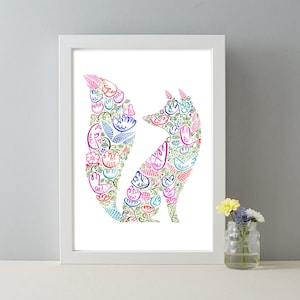 Fox Gift Print, Illustrated Fox Poster, Decorative Fox Art Print