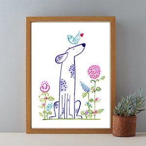 New Baby Gift Print, Childrens Nursery Art Gift Print, Dog Nursery Wall Art