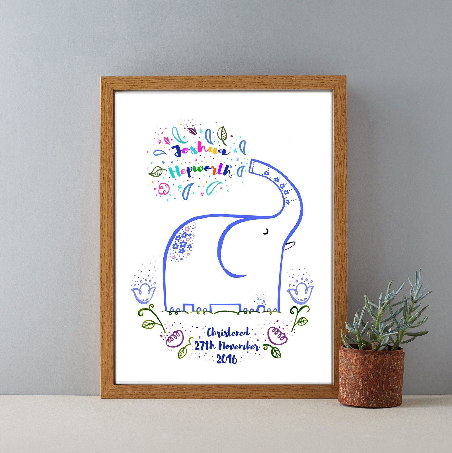 Personalised Christening Elephant Gift, Baptism Gift, New Baby Gift