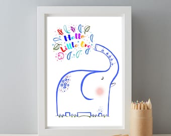 New Baby Elephant Gift Print