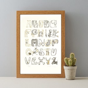 Animal Alphabet Poster, New Baby Gift Print, Children's Animal Gift Print, Baby Shower Gift, New Baby Nursery Poster