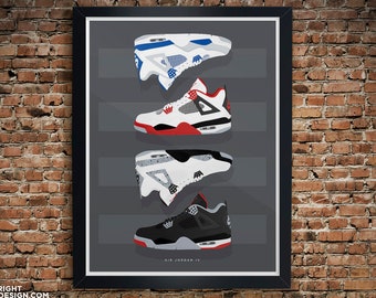 Ilustración de la colección de zapatillas retro G.O.A.T IV (4), las zapatillas vintage más populares - Arte de zapatillas premium de gran tamaño