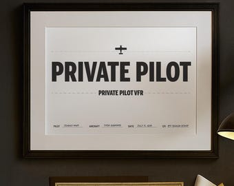 Certificados de Piloto: Primer Vuelo Solo, PPL, VFR, IFR. Regalo de Aviación para pilotos de ala rotatoria o fija, escuelas de vuelo, estudiantes de piloto y licencias de aeronaves.