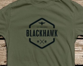Camiseta de manga corta unisex con diseño de helicóptero de transporte táctico Blackhawk