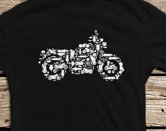 Collage de motocicletas: motos, choppers, motos de cross y piezas - Camiseta de manga corta unisex