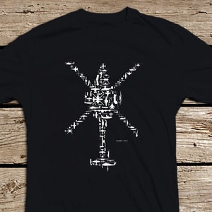 Flight V1.1 Collage T Shirt. Apache Helicopter Collage Of Airplanes, Helicopters And Parts - Unisex Short Sleeve Tee