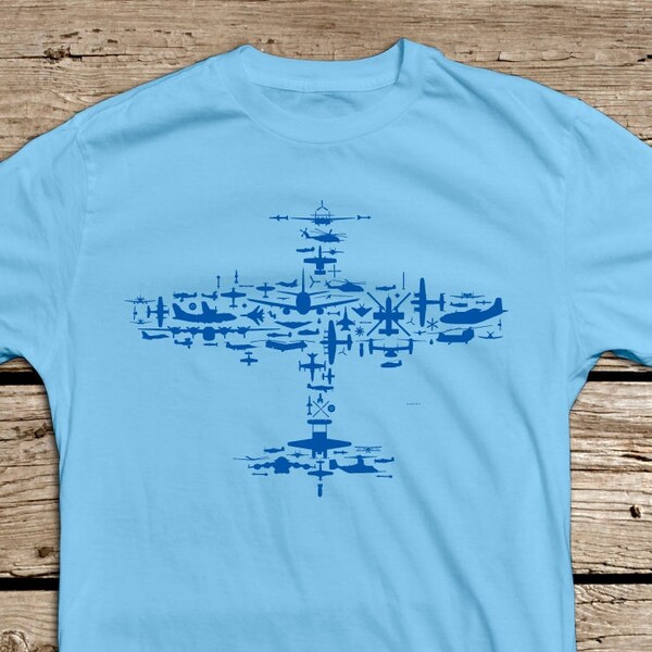 SALE! Last One! Fighter Plane Collage of Airplanes, Helicopters and Parts. Flight V1.0 Collage - T Shirt SMALL