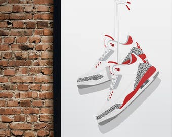 Retro G.O.A.T Sneakers ""Schwarz"", ""True Blue"", ""Weiß", ""Feuerrot"", ""UNC"" Illustration, Vintage Tritte - Wandkunst - verschiedene Farben."