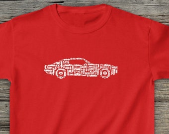 Collage de coches de época, superdeportivos, clásicos y deportivos y sus piezas - Camiseta de algodón grueso para niños y jóvenes