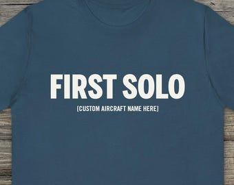 Camiseta de piloto de vuelo en solitario con nombre de aeronave personalizado, regalo de aviación para rotor o ala fija, primer vuelo en solitario, escuela de vuelo, licencia de aeronave