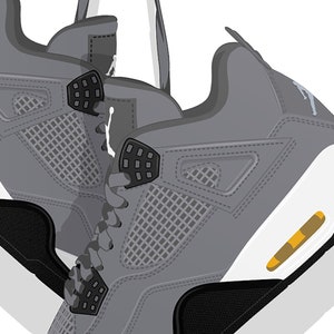 K&ouml;nnte beinhalten: Ein Paar graue Sneaker mit wei&szlig;en Sohlen und gelben Akzenten. Die Sneaker haben ein Mesh-Design und einen schwarzen Riemen &uuml;ber dem Oberteil.