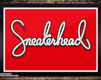 Sneakerhead Shoe Lace Custom Lettering - Regalo de arte de pared para coleccionista de zapatillas - Varios colores para combinar con colores famosos