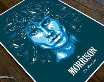 Póster de pared premium con ilustración personalizada de Jim Morrison de The Doors de la serie The Dead