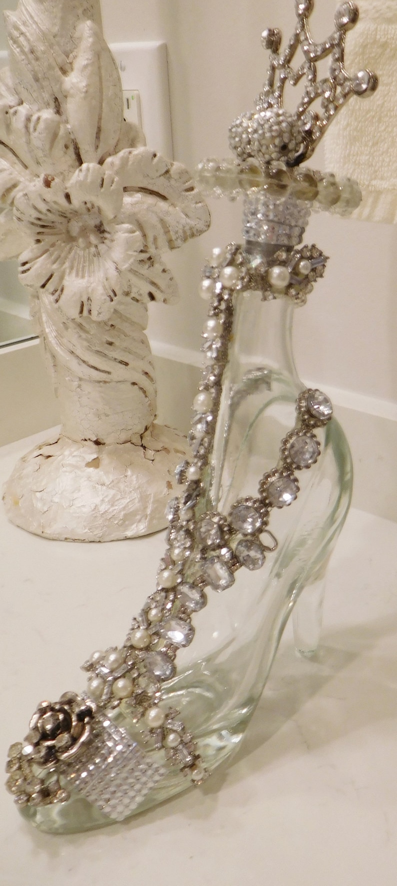 Glass Slipper Altered Bottle Encrusted w/Old and New Clear Etsy
