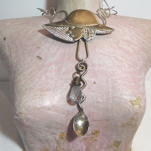 Necklace, Long Pendant, Handmade, Very Unique, One of a Kind, Steampunk, Boudior Princess,Edwardian,Gift for Mom,Birthday Gift, Red Hat Club