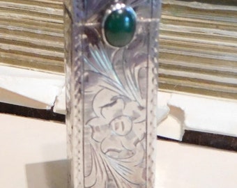 Porta lápiz labial vintage de plata de ley, años 30, con marca italiana, coleccionable, hallazgo único.
