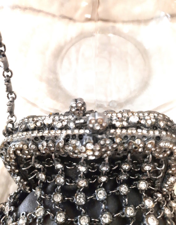 Rhinestone Evening Bag, Top Handle, Snap Closure,… - image 8