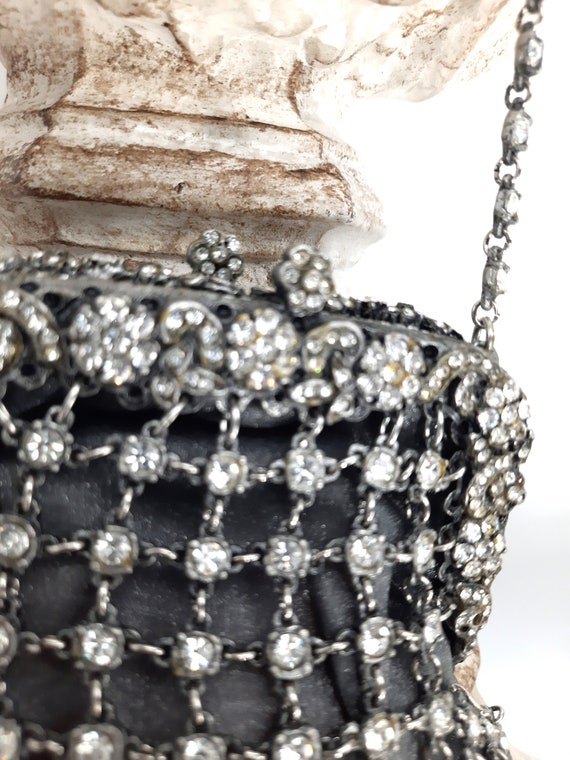 Rhinestone Evening Bag, Top Handle, Snap Closure,… - image 10