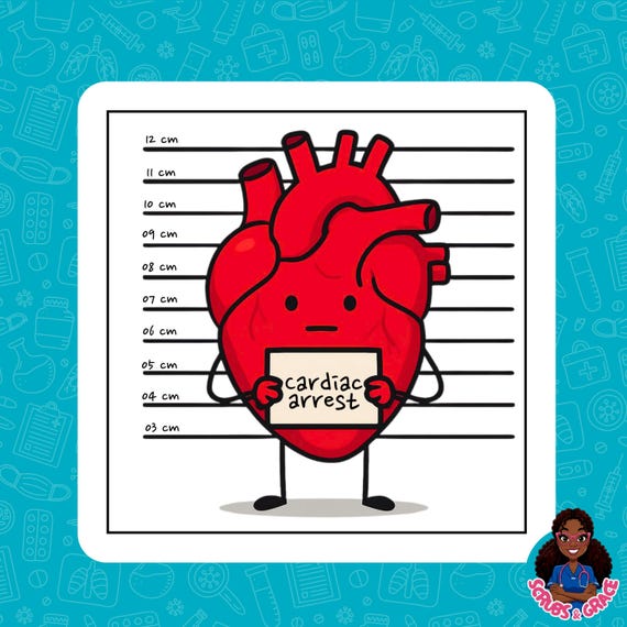 Cardiac Arrest Heart Sticker | Funny Medical Humor Vinyl Decal| Nursing Sticker