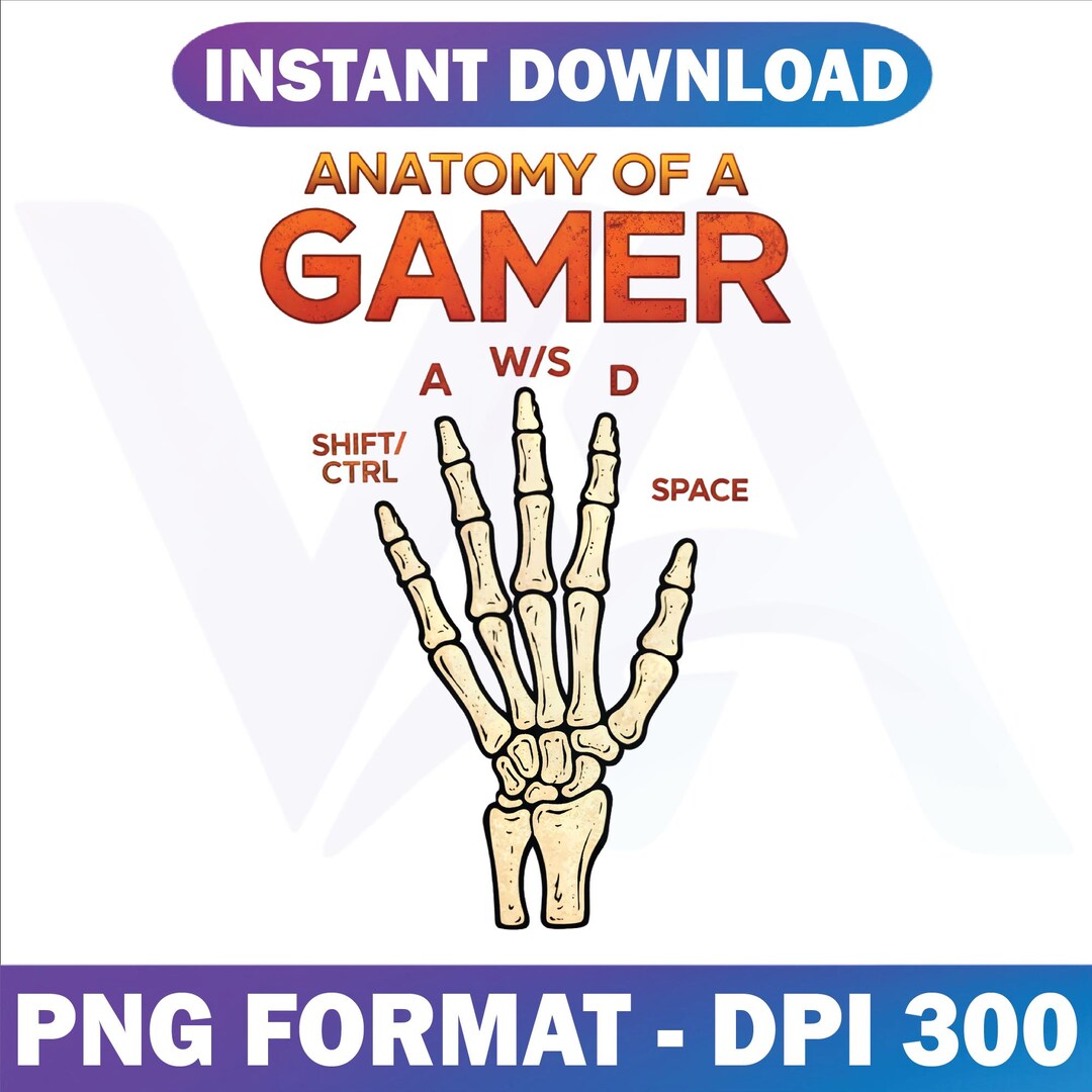 Anatomy of A Gamer Skeleton Hand PNG (instant Download) - Etsy
