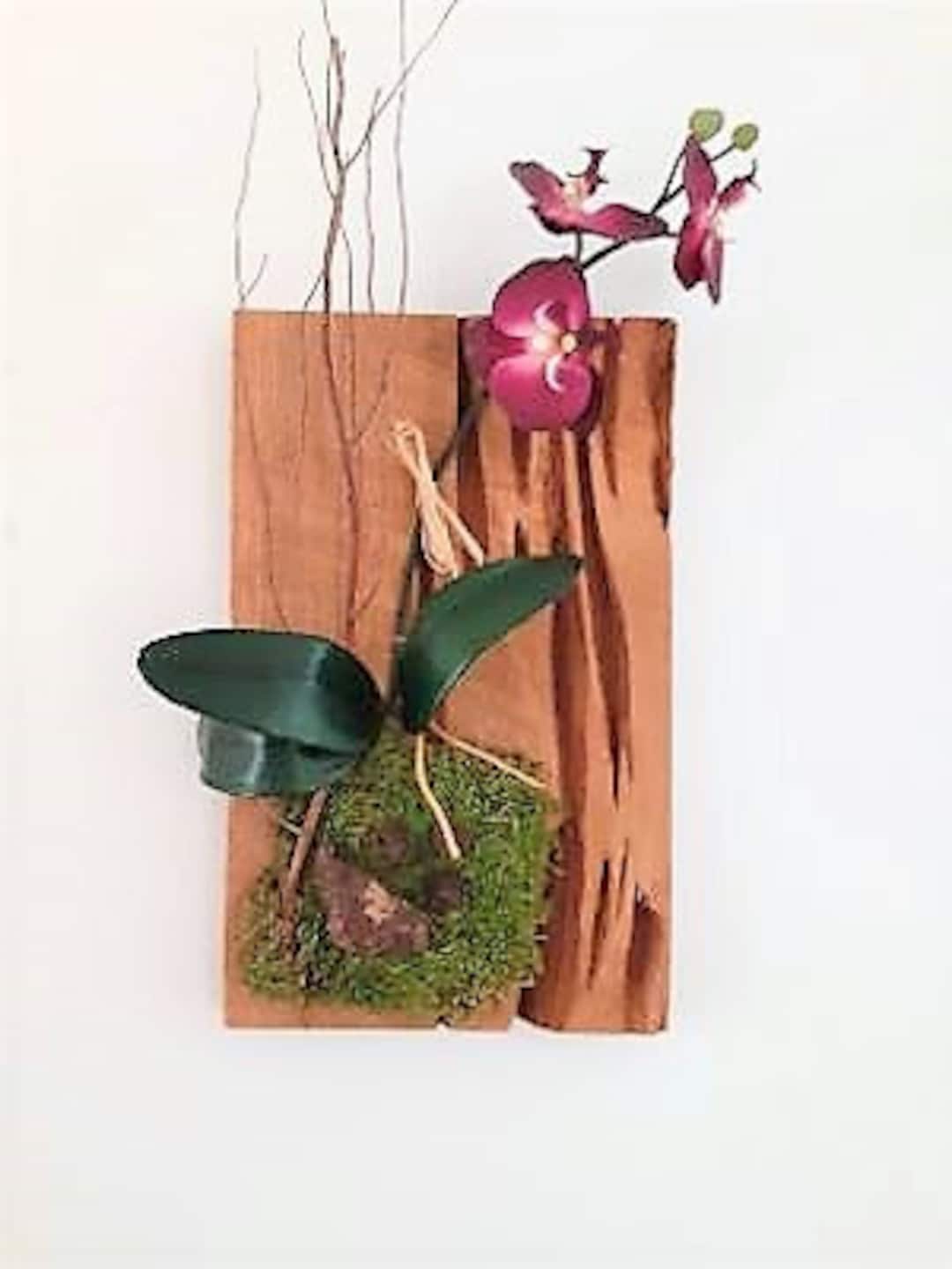Orchid Wall Art, Faux Purple Orchid Wall Art, Wood Wall Hanging
