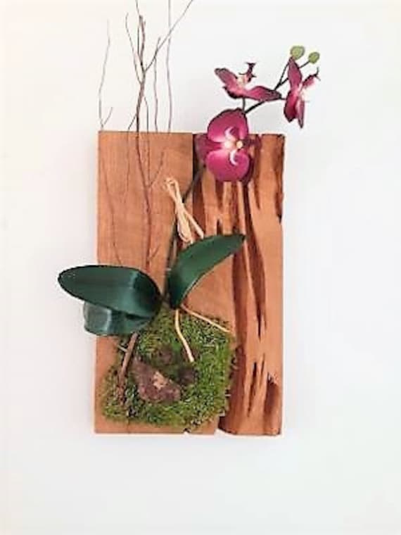 Orchid Wall Art, Faux Purple Orchid Wall Art, Wood Wall Hanging