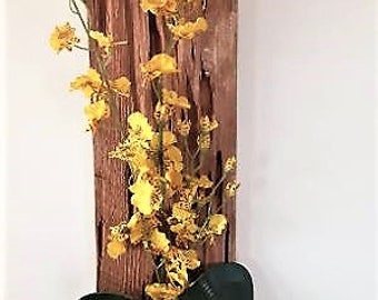 Faux orchid arrangement, Orchid wall hanging, yellow orchid wall art, Preserved moss art, Wood wall hanging, Flower hanging, Faux orchid