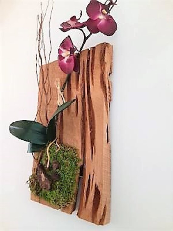 Orchid Wall Art, Faux Purple Orchid Wall Art, Wood Wall Hanging