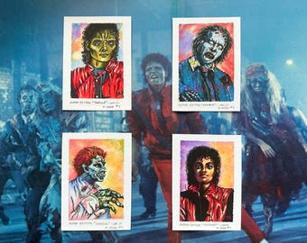 Alpha Edition Michael Jackson Thriller Collection Hand Embellished Painted INDIVIDUAL Prints ACEO 3.5x2.5 - Uni Xi
