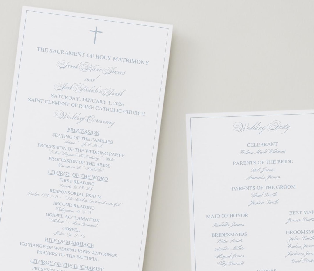 Catholic Wedding Program - Mass Ceremony Program Template - Etsy