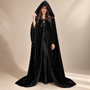 フード付き黒マント、ゴシック魔女ケープ、ハロウィンコスチューム、吸血鬼コスプレ、中世ルネッサンス風ロングファンタジーケープ