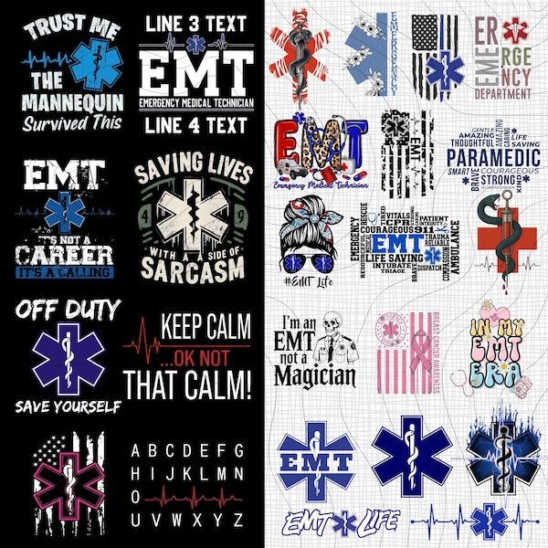 EMT Png Bundle, 30 emt png Files, Paramedic Clipart, EMS Life, First Responder Gift, Ambulance, Star of Life, Digital Download