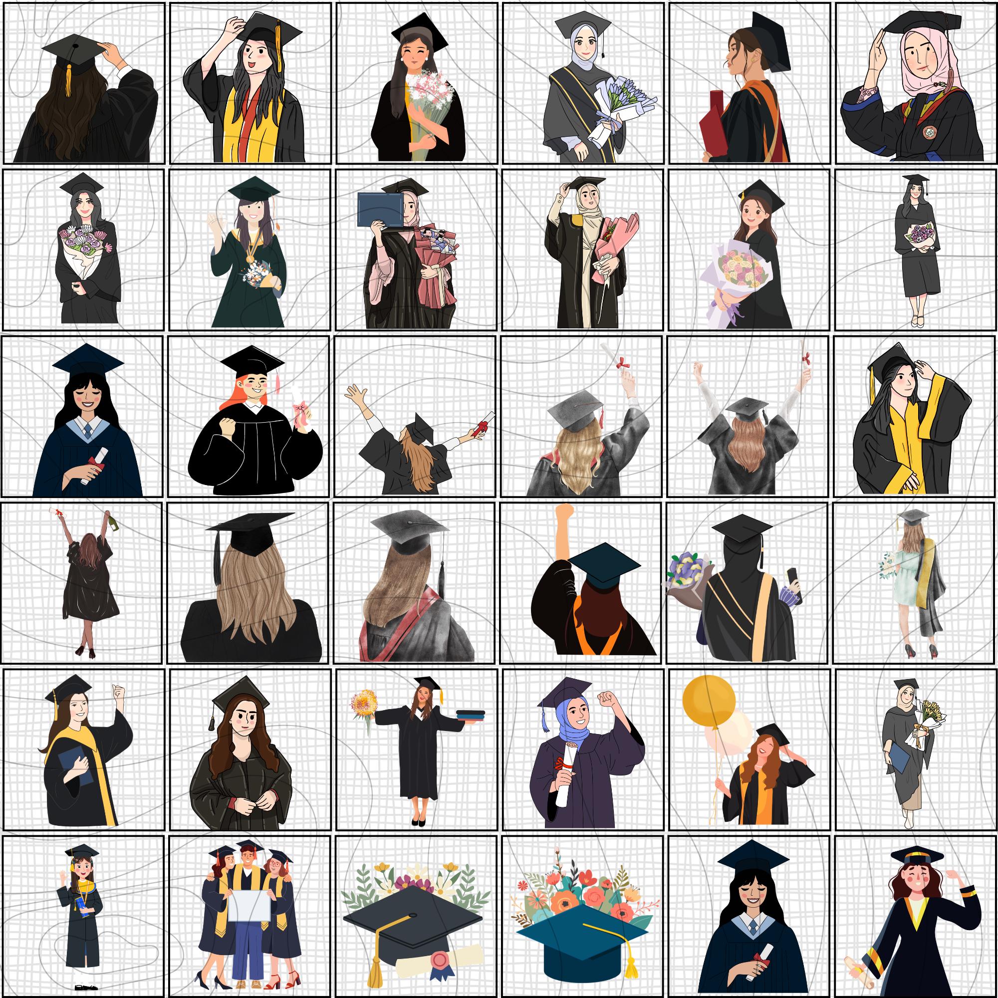 Graduation Clipart Mega Bundle | 130+ PNG Images | Class of 2026 Cap ...