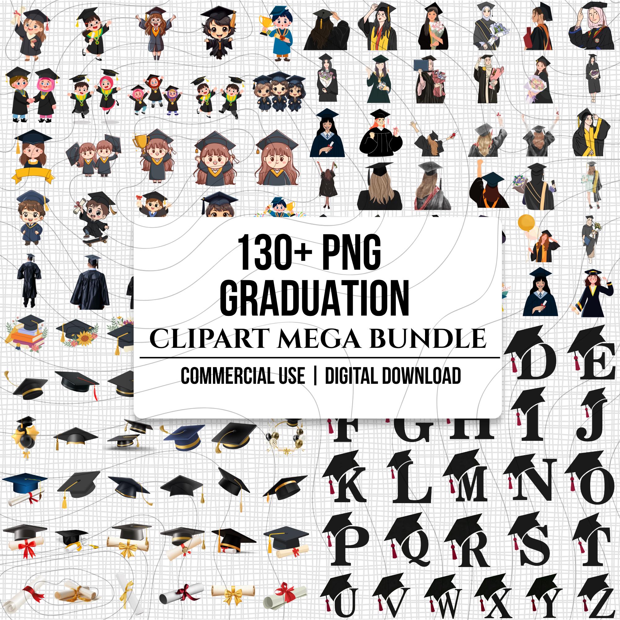 Graduation Clipart Mega Bundle | 130+ PNG Images | Class of 2026 Cap ...