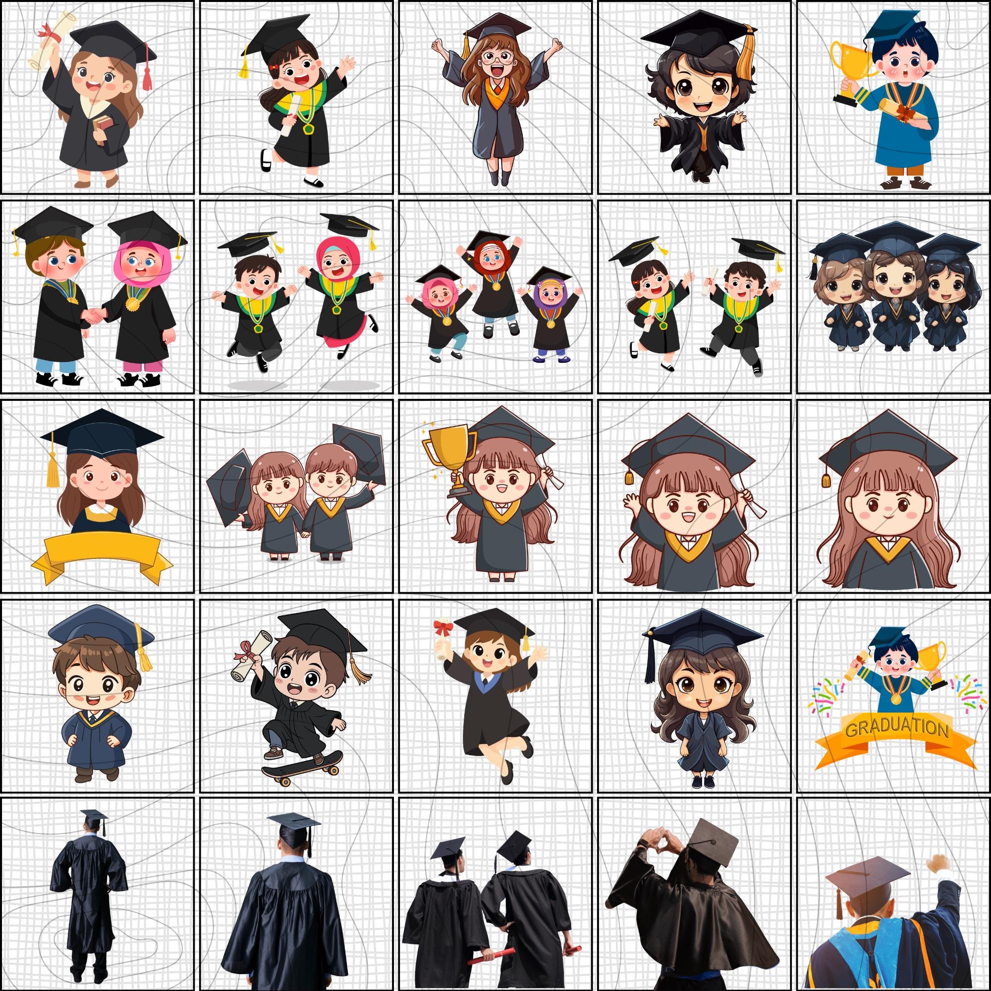 Graduation Clipart Mega Bundle | 130+ PNG Images | Class of 2026 Cap ...