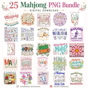 Mahjong PNG Bundle | 25 Mahjong Clipart Designs | Mahjong Shirt PNG | Game Night Sublimation | Mahjong Mama Digital Download