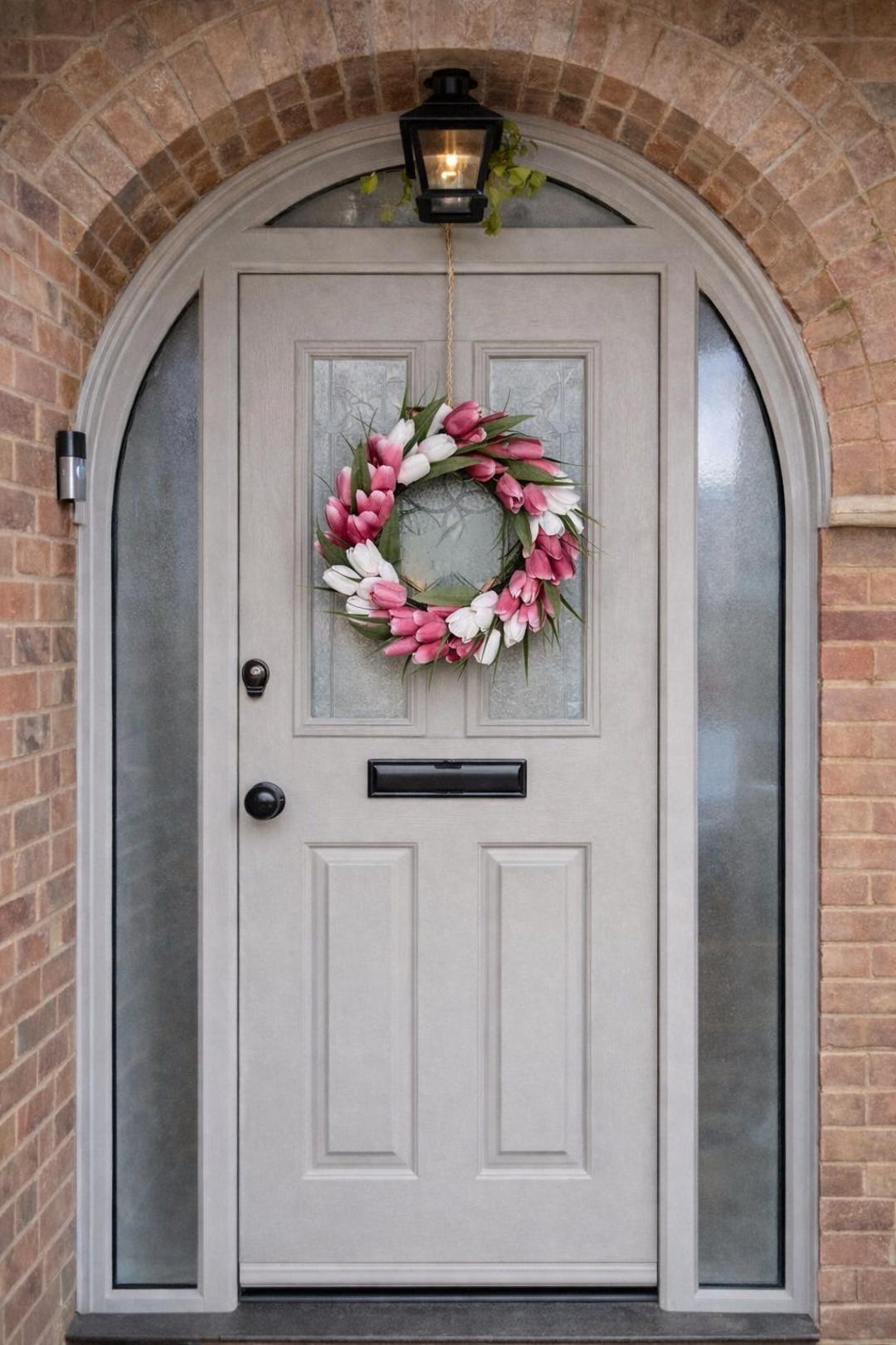 Pink Tulip Front Door Wreath | Spring Summer Front Door Wreath | Easter ...